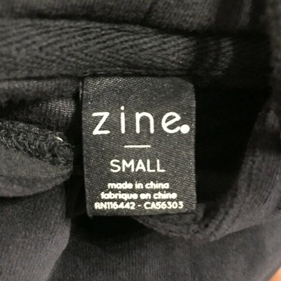 Zine Women Black Velour Hoodie Sweatshirt Small S - Picture 5 of 6